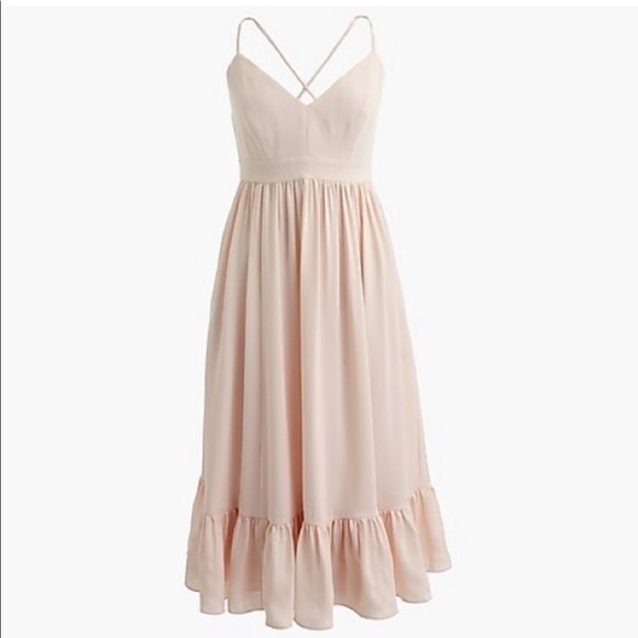 J. Crew Dresses & Skirts - J Crew Blush Ruffle Tiered Ballerina Pink Silky Midi Sundress Size 14